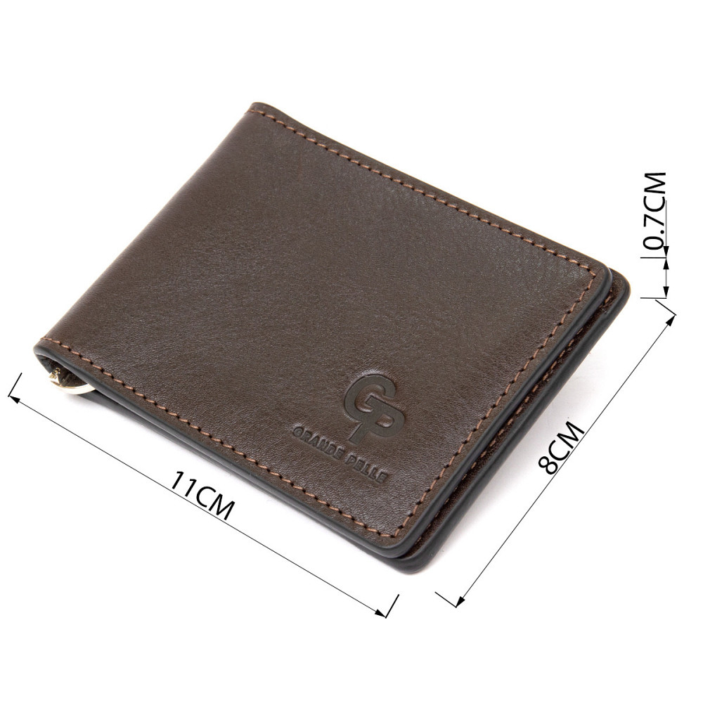 Мужской кожаный зажим для денег Коричневый (GRANDE PELLE) Киев - изображение 7