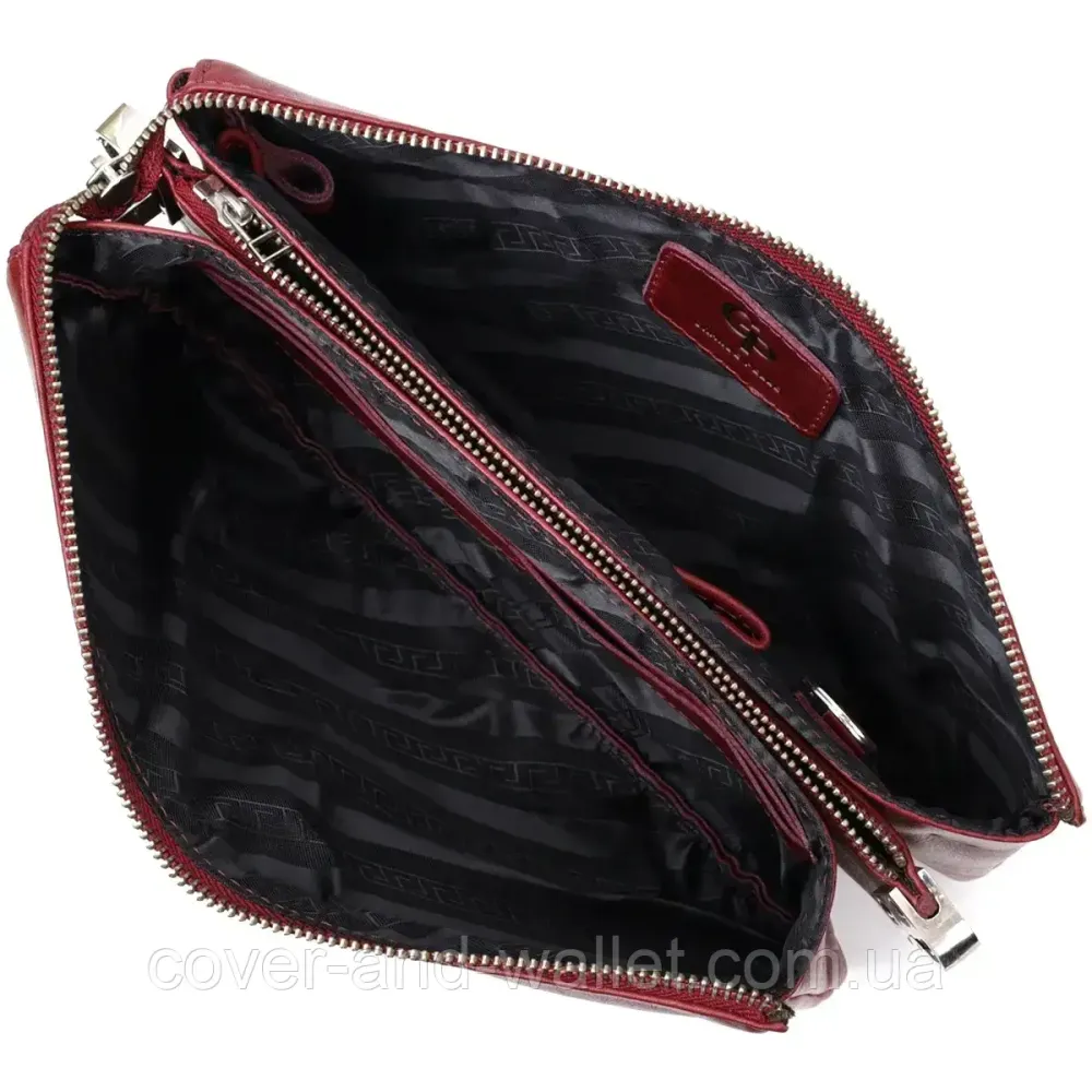 Стильный женский клатч из итальянской кожи бордового цвета Grande Pelle 70561001 Киев - изображение 7