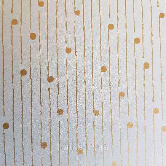Шпалери вінілові на флізелін Caselio The Place to bed 0.53х10 м смуги точки золотисті на блакитному 3д Київ