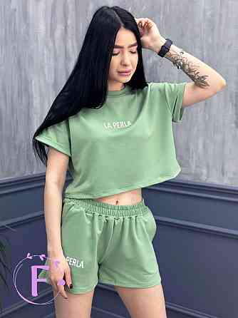 Костюм спортивний з шортами "La perla" оптом | Розпродаж моделі Фісташковий, 42-44 Київ