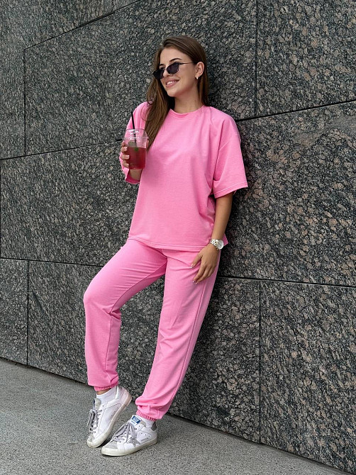 Спортивный костюм женский футболка и штаны джогеры Розовый XS-S Харьков - изображение 3