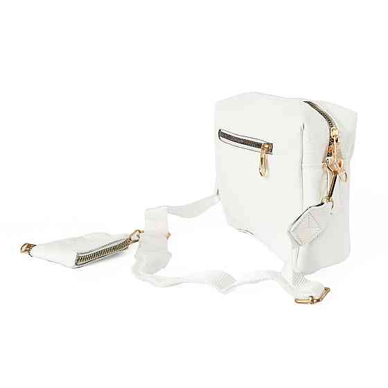 Сумка женская на молнии через плечо с плечевым ремешком и маленьким кошелечком, Белый Каменец-Подольский