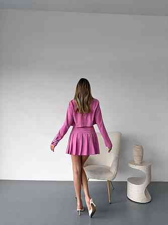 Женский стильный костюм тройка: пиджак, корсет и юбка вельвет Розовый, 44/46 Одесса