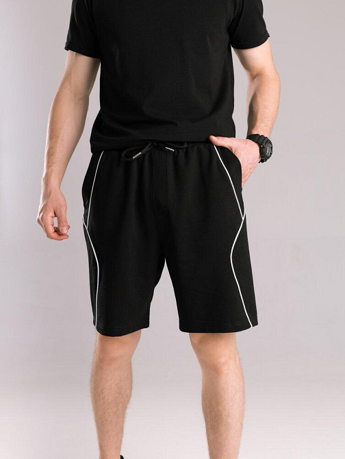 Чоловічі чорні шорти прямого крою весна/літо Pobedov Shape. Однотонні базові чоловічі чорні шорти Київ - фото 6