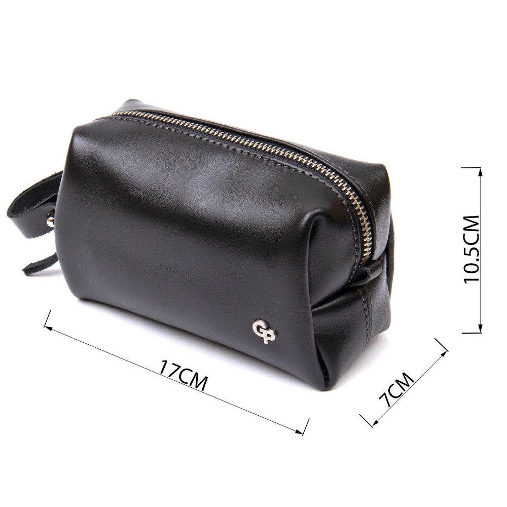 Шкіряна глянсова чоловіча косметичка Чорний (GRANDE PELLE) Київ - фото 7