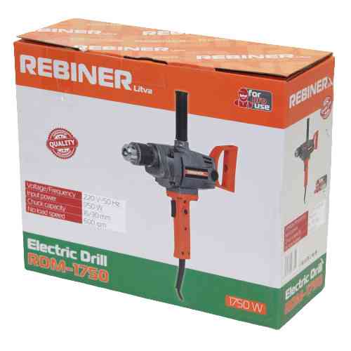 Дриль-міксер Rebiner RDM-1750 (1750 Вт) — Потужний міксер для будівництва, Литва, Гарантія 36 міс Львів