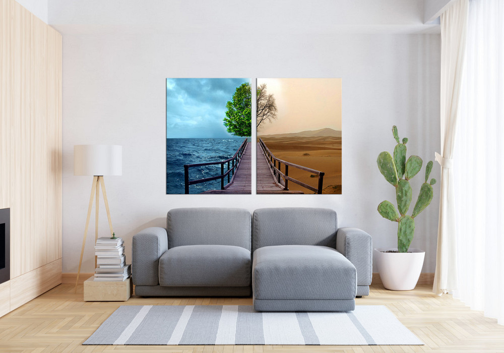Модульная картина в гостиную / спальню  Море-Пустеля  TLV-2_043 90x132 см Київ - фото 3