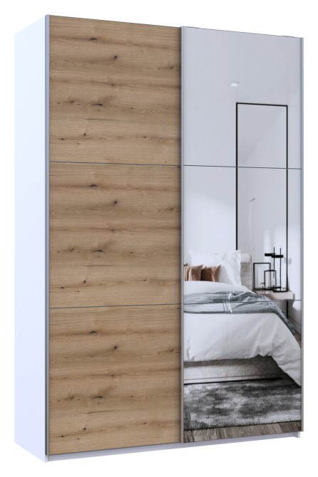 Шкаф-купе двухдверный Doros G-Caiser 160х60х240 см Белый/Дуб евок/1 Зеркало (DRS-011021) Днепр - изображение 1
