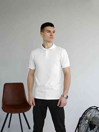 Белое базовое мужское поло веса/лето Pobedov Royal Киев