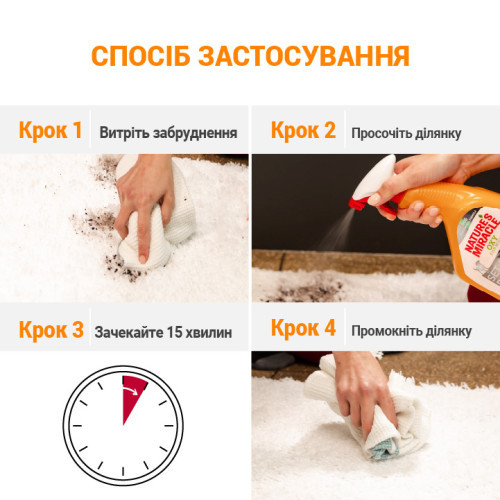 Средство 8in1 Nature's Miracle Dog Orange Oxy Spray для устранения пятен и запахов от собак 709 мл Киев - изображение 9