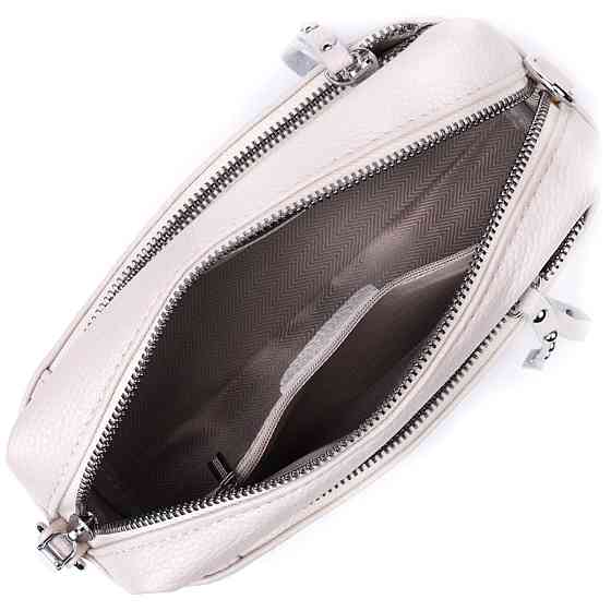 Цікава жіноча шкіряна сумка із стильним бігунком Біла (Vintage) Київ