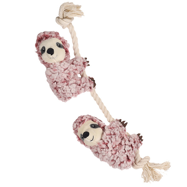 Flamingo Hangta Sloth with Rope ФЛАМІНГО ЛІНИВЕЦЬ З КАНАТОМ іграшка з пищалкою для собак Київ - фото 1