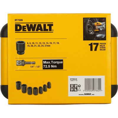 Набор головок DeWALT ударных торцевых 1/2" EXTREME IMPACT, 17 шт (DT7506) Винница - изображение 8