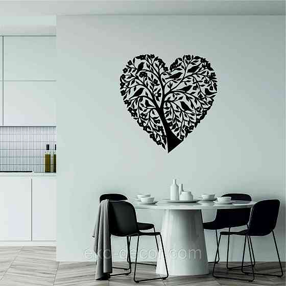 Декоративное настенное 3D Панно «Птицы Сердце» Декор на стену с объемом 70*68 см, Черный Киев