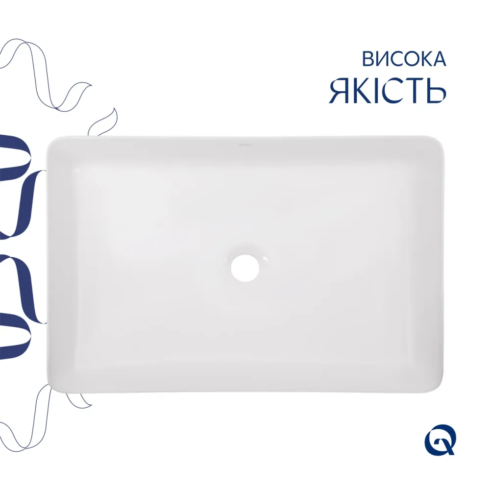 Комплект Qtap Tern: Раковина накладна прямокутна 600x400x110 мм WHITE + Донний клапан PU02 Київ - фото 4