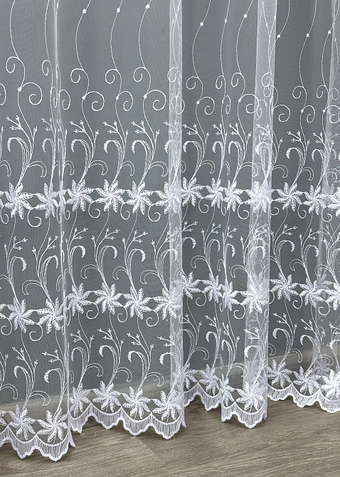 Тюль фатин з вишивкою колір холодний білий 1729т Київ - фото 5