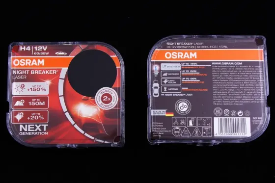 Лампа галогенная 12В  H4/P43t Osram 60/55 +150% Night Breaker Laser (2 шт.) Винница