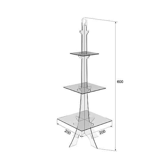 Етажерка для товарів EKOSTAR 3 яруси Ейфелева вежа Київ