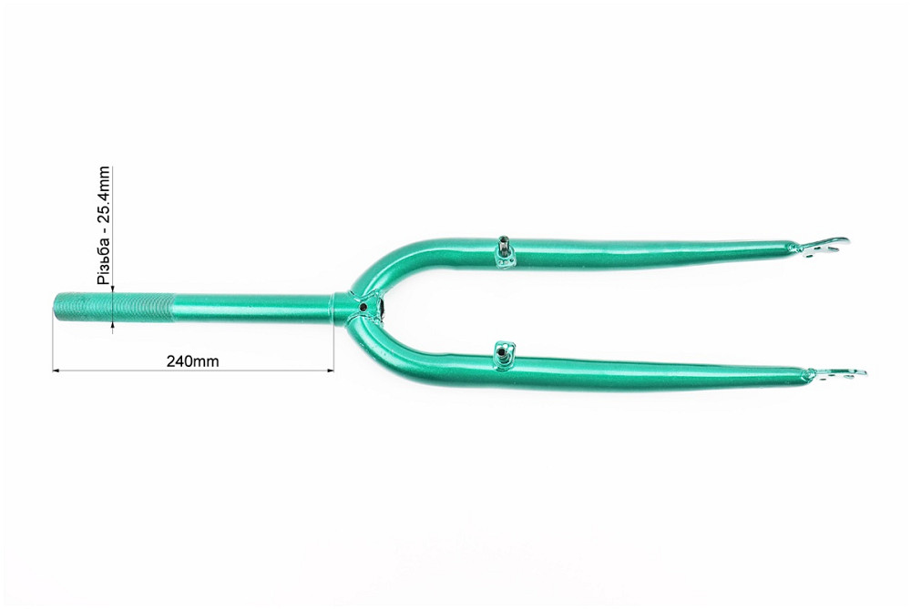 Вилка 26" з різьбою 1" (25,4мм), шток 240мм, V-brake, зелена Киев - изображение 3