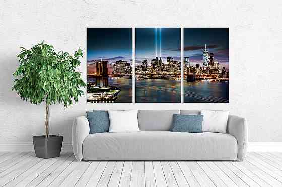 Модульная картина в гостиную / спальню  Місто в ночі   ART-224_3A Киев