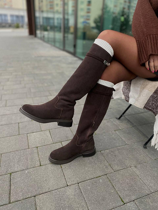 Чоботи жіночі M.KRAFT 9551 шоколадні (зима євро-хутро, замша натуральна) (6156) Коломия - фото 1