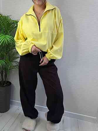 Жіночий стильний повсякденний костюм-двійка з мікровельвету Жовтий, 42/44 Одеса
