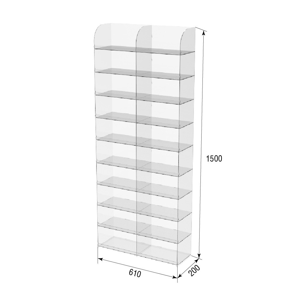 Підставка вітрина EKOSTAR 10 полиць 610х200х1500 Київ - фото 3