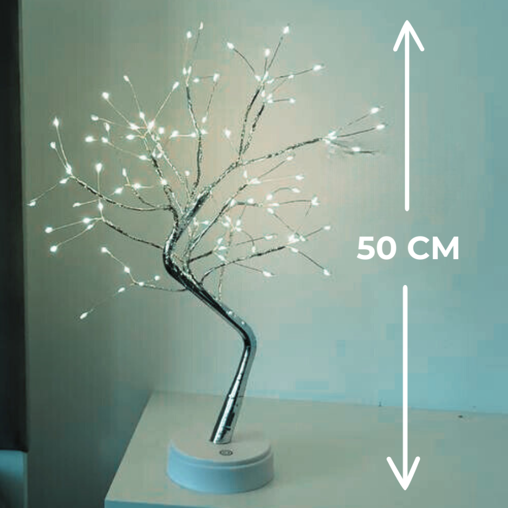 Світильник на батерейках нічник від юсб дерево роса Niki Light сріблястого кольору холодний білий світильник USB + 3AA 108 лед Київ - фото 2