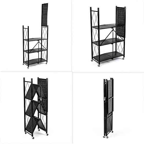 Мобільний чотириярусний стелаж з нержавіючої сталі Київ