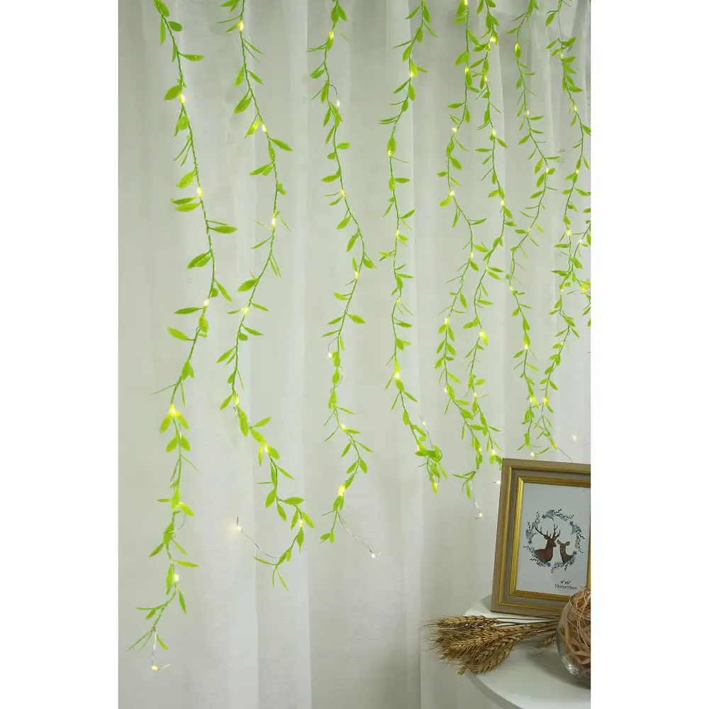 Гирлянда-штора с листочками Curtain Copper SF-55 внутренняя, с прозрачным проводом, 10м Коломия - фото 3