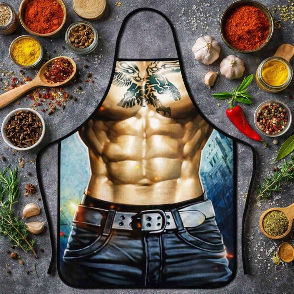 Фартук мужской кухонный с юмором голый торс 75 на 60 см разноцветный Киев - изображение 4