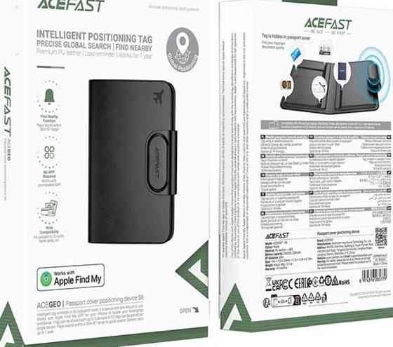 Пошуковий трекер Acefast S6 Apple Find My обкладинка для паспорта. Харків
