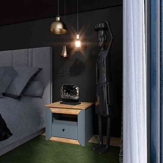 Тумба приліжкова Еверест Нордік-500 Графіт + Дуб крафт золотий (DTM-5544) Дніпро