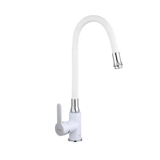 Смеситель для кухни Frap F4041 с гибким изливом, белый/хром Киев