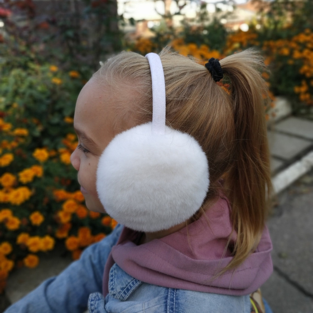 Хутряні навушники дитячі з Rex Білий Харків - фото 3