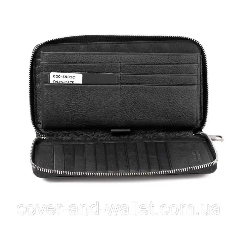 Модний чоловічий гаманець клатч із натуральної шкіри з фактурою під крокодила Marco Coverna 5901 Black Київ - фото 9