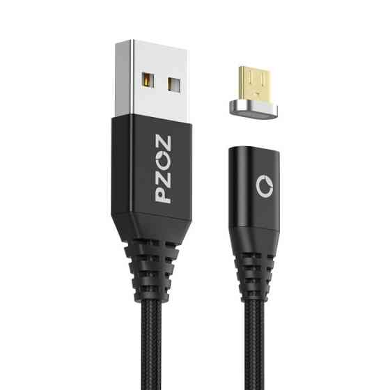 Магнітний кабель Micro USB PZOZ для заряджання і передачі даних (Чорний, 1м) Николаев