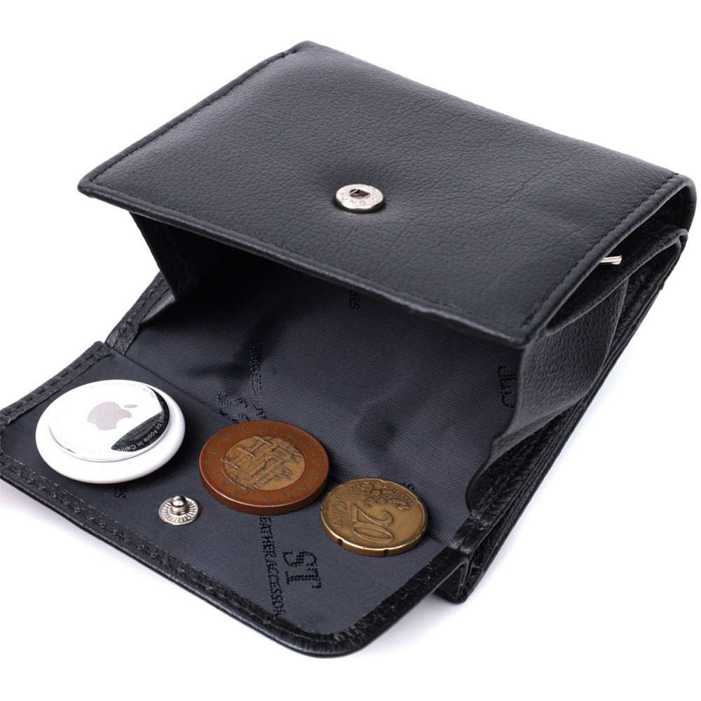 Жіночий гаманець середнього розміру із монетницею зовні із натуральної шкіри ST Leather 22719 Чорний Київ - фото 6