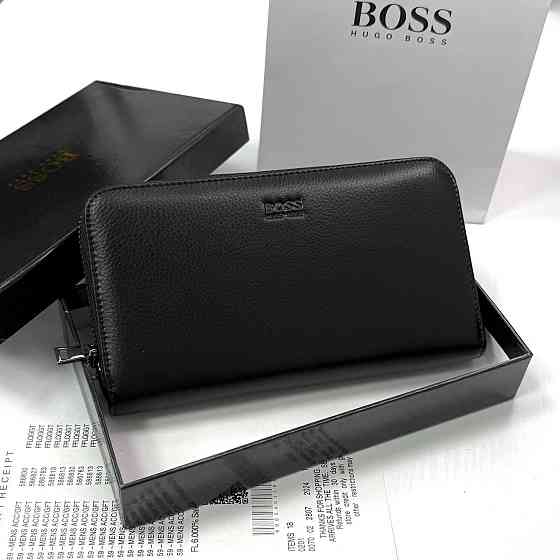 Шкіряний брендовий гаманець клатч на змійці Boss (6613) Київ
