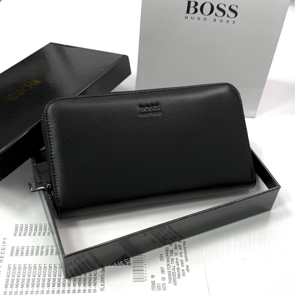 Шкіряний брендовий гаманець клатч на змійці Boss (6613) Київ - фото 1