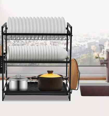 Трехъярусная сушилка для посуды из нержавеющей стали с матовым съемный поддоном размер 53x50x25 см Одесса