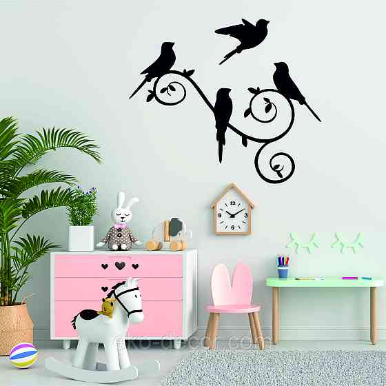 Декоративное настенное Панно «Птички», Декор на стену 110*81 см, Черный Киев