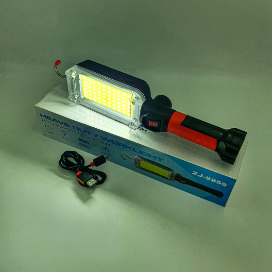 Акумуляторний ліхтар BL-8859B COB 2x18650: потужне переносне СТО-освітлення 700 лм із магнітом, гачком та USB Одеса