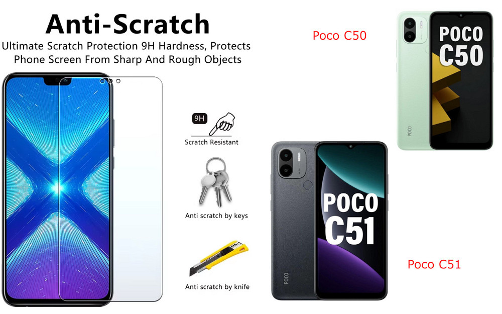 Захисне скло NeoGlass для Poco C50, Poco C51 – надпрозоре та стійке Київ - фото 1