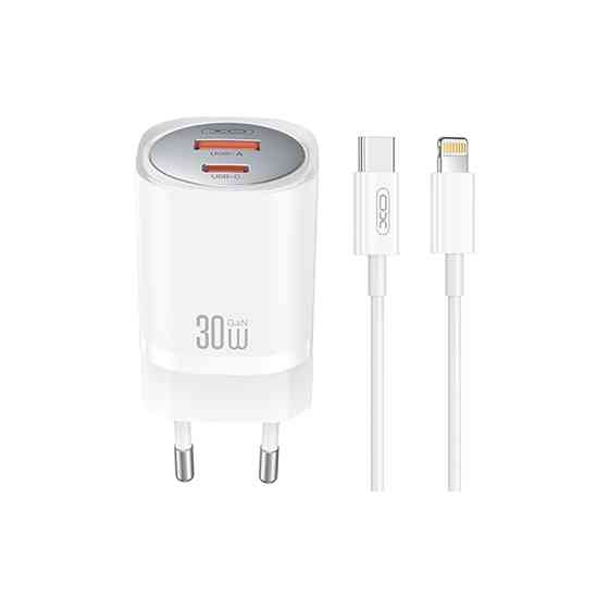Мережевий зарядний пристрій XO CE21 PD30W/PPS33W 1USB-A+1USB-C + Lightning кабель білий Львів