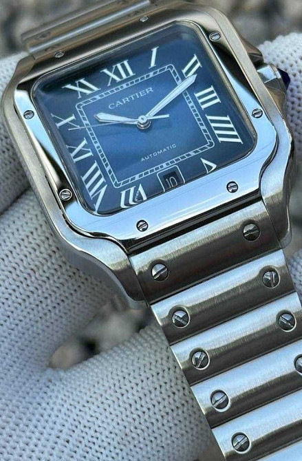 Швейцарський годинник Cartier Santos Silver-Blue Харків - фото 2