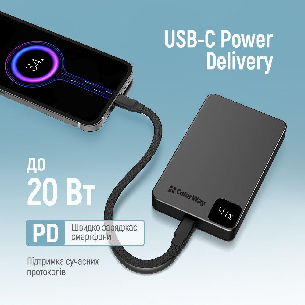Універсальна мобільна батарея ColorWay 15W MagSafe 10000 mAh Black (CW-PB100LPA1BK-WPDD) ( 18085 ) Харків - фото 10