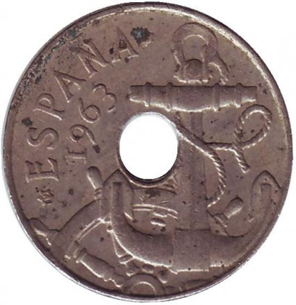 Монета 50 сантимів. 1963 рік, Іспанія.(Г) Полтава - фото 1