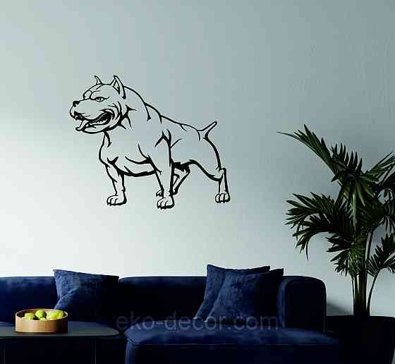 Декоративное настенное Панно «Американский питбультерьер» Декор на стену 110*92 см, Черный Киев