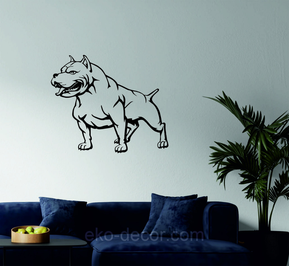 Декоративне настінне Панно «Американський пітбультер'єр» Декор на стіну 110*92 см, Чорний Київ - фото 2